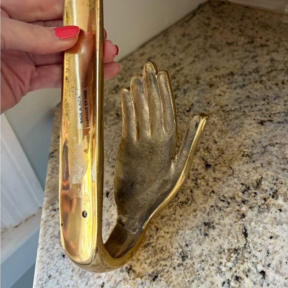 Brass hand hook tie back coat hanger - Picture 4 of 9